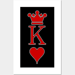 Classy Valentine's Day King Of Hearts Classic White Outline Style Posters and Art